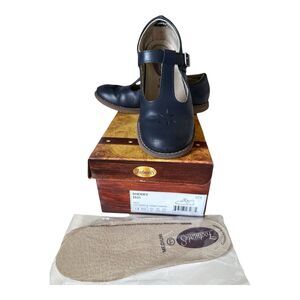 FOOTMATES Sherry Mary Jane Leather Shoes Size 1M or 1W Girls Navy Blue Wide Shoe